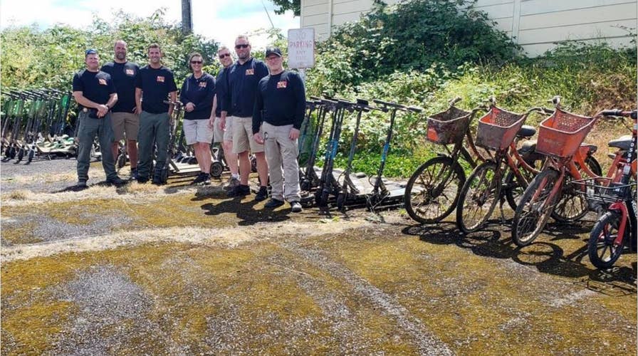 Oregon sheriff’s diving team pull out dozens of scooters during training mission
