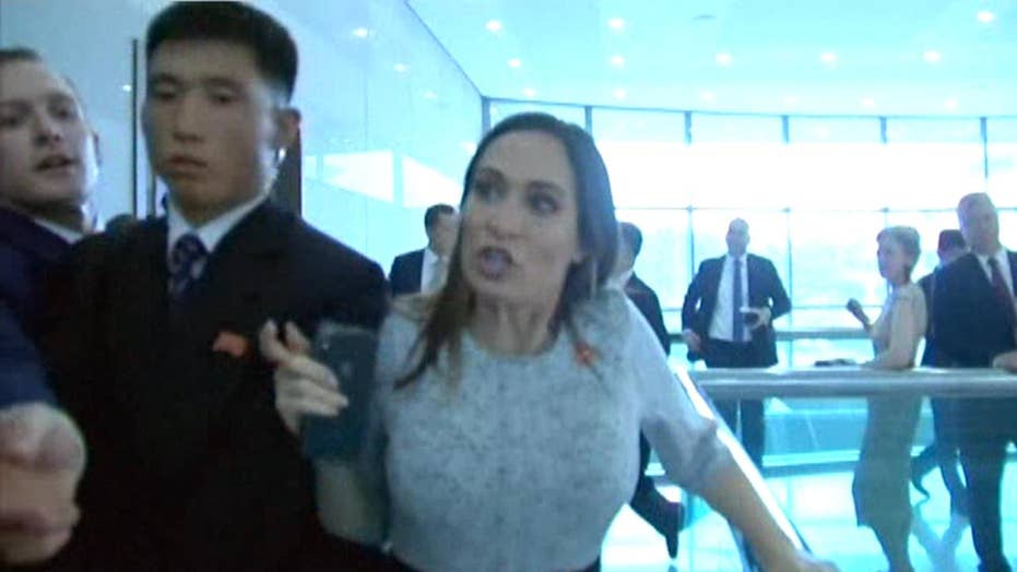 White House press secretary Stephanie Grisham roughed up by North Korean security guards Fox News White House press secretary Stephanie Grisham roughed up by North Korean security guards Fox News