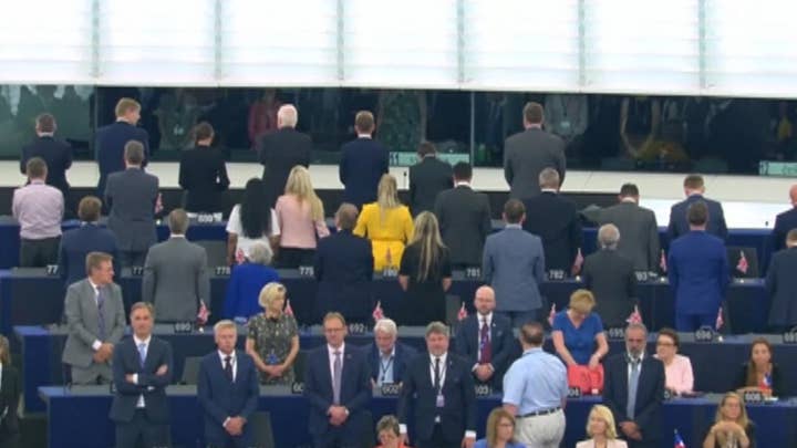 Brexit party lawmakers turn backs to EU anthem ‘Ode to Joy’