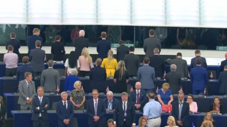 Brexit party lawmakers turn backs to EU anthem ‘Ode to Joy’