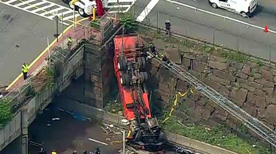 Truck plunges off overpass outside busy Lincoln Tunnel in New Jersey