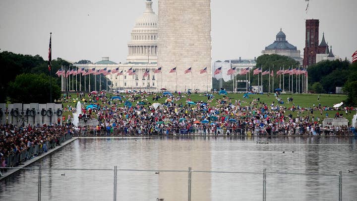 Spectators gather in nation's capital for Fourth of July parade, presidential address and fireworks