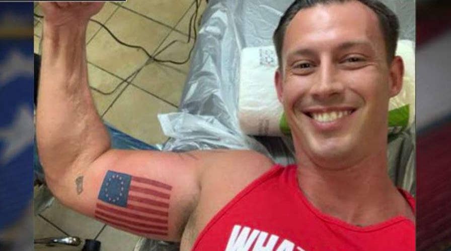 Retired Marine gets Betsy Ross flag tattoo