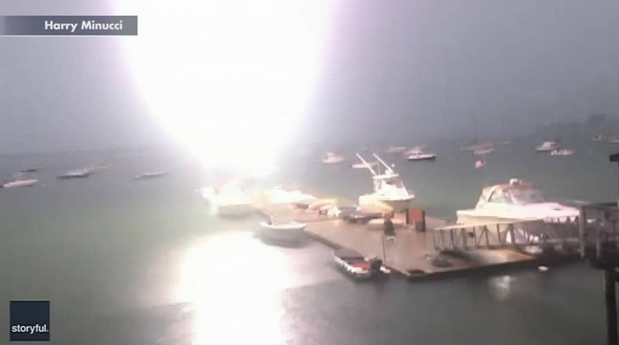 Bolt of lightning strikes sailboat in Boston Harbor