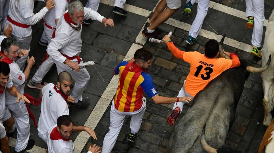 American man gored in the neck during Spain's running of the bulls said it felt ‘like being hit by a car or a truck'