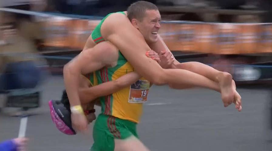 Couples compete in wife-carrying championships in Finland