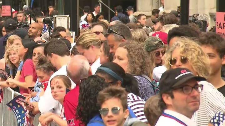 Thousands of fans gather for parade honoring US women's national soccer team in New York City