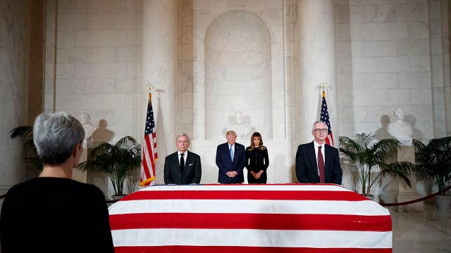 President Trump and first lady pay their respects to late Supreme Court Justice John Paul Stevens