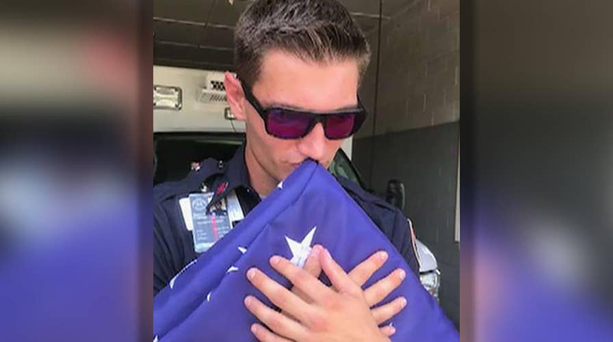 Colorblind firefighter chokes back tears after seeing American flag in color for first time