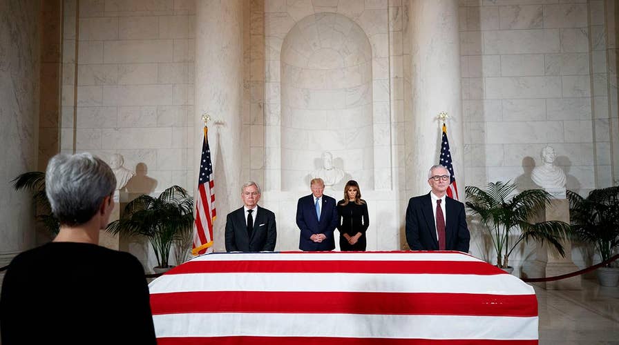 President Trump and first lady pay their respects to late Supreme Court Justice John Paul Stevens