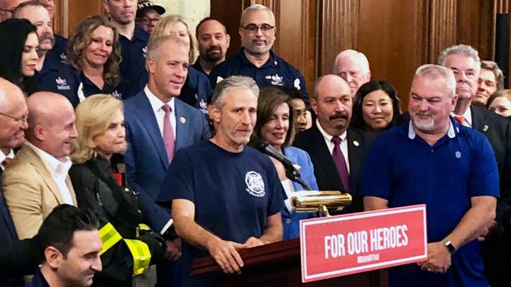 Jon Stewart, Sen. Gillibrand hold a press conference after Senate vote on the 9/11 Victim Compensation Fund.&nbsp;