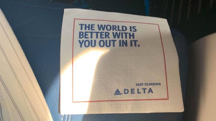 Delta napkin with 'strange wording' prompts confusion on Twitter