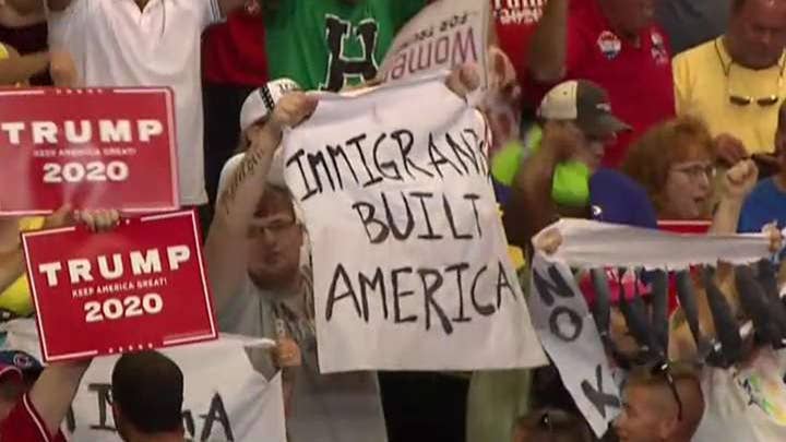 Law enforcement removes anti-ICE protesters from Trump rally in Ohio