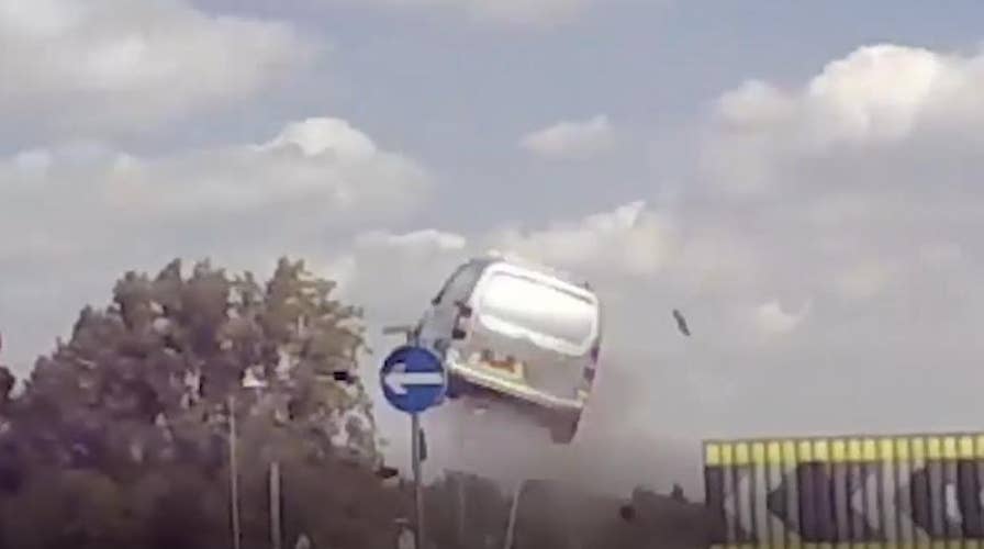 WATCH: Van jumps 10 feet into the air
