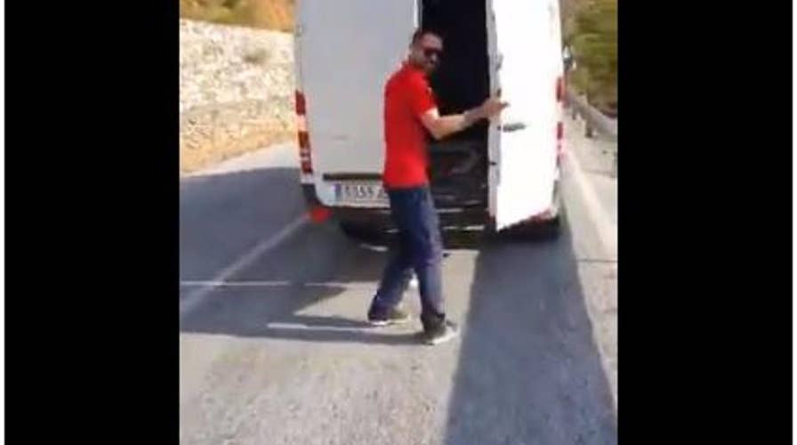 Man throws fridge down hill to mock recycling