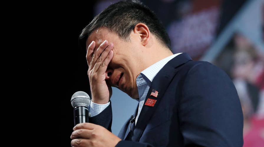 Andrew Yang gets emotional talking gun reform