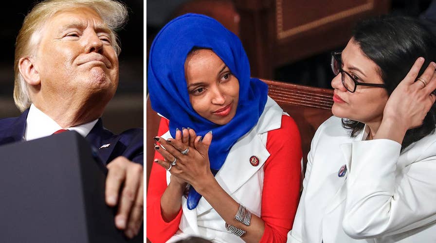 Trump pushes Democrats to defend Rep. Omar and Rep. Tlaib over Israel feud