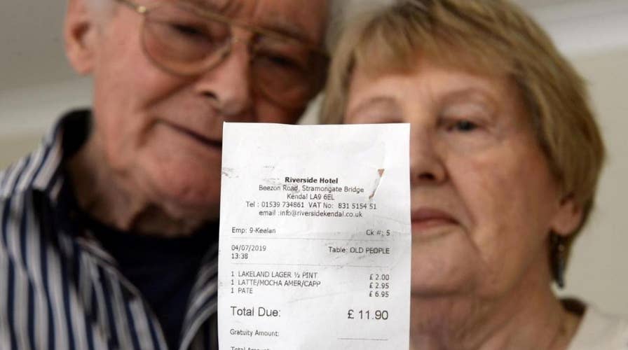 Elderly couple shocked by waitress' 'appalling' message on receipt