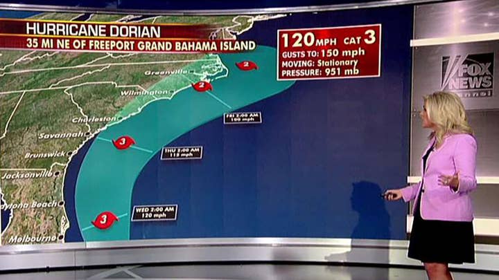 Dorian crawling off coast of Bahamas, cone expected to remain off Florida