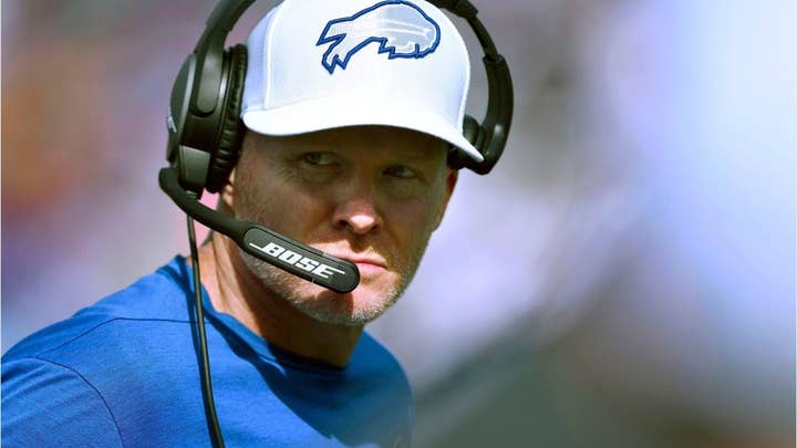 Buffalo Bills' Sean McDermott escorts New England Patriots staffers off field, including Bill Belichick's son