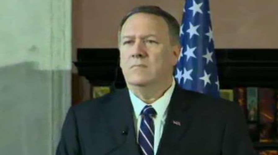 Secretary of State Mike Pompeo answers questions about Trump-Ukraine call at Rome, Italy press conference