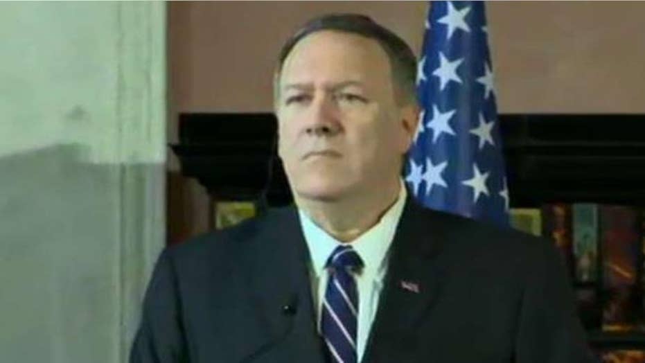 Secretary of State Mike Pompeo answers questions about Trump-Ukraine call at Rome, Italy press conference