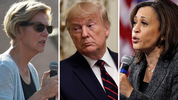 Warren disagrees with Harris, says Trump should not be banned from Twitter