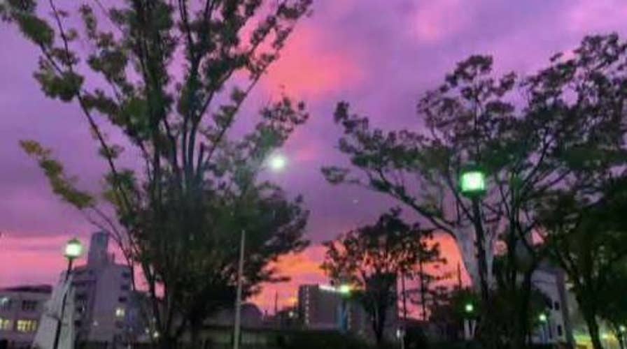 Purple sky warns of dangerous typhoon in Japan