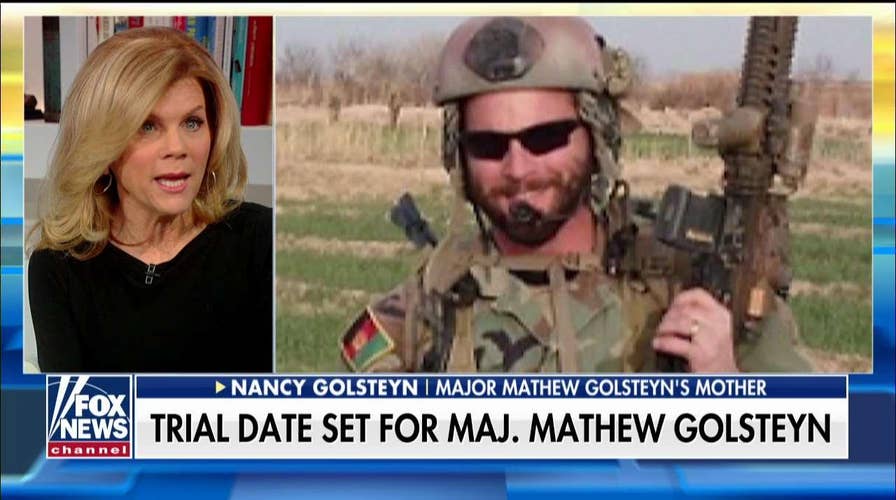 Former Green Beret Mathew Golsteyn's mother discusses his upcoming trial date after a motion hearing on Monday, pleads with President Trump to take action