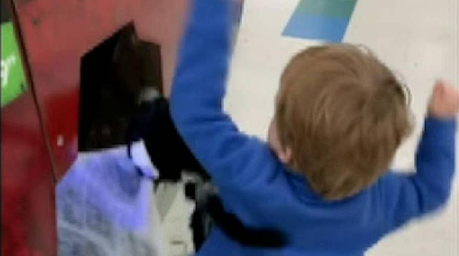 Raw video: Toddler gets into fight with Halloween decoration