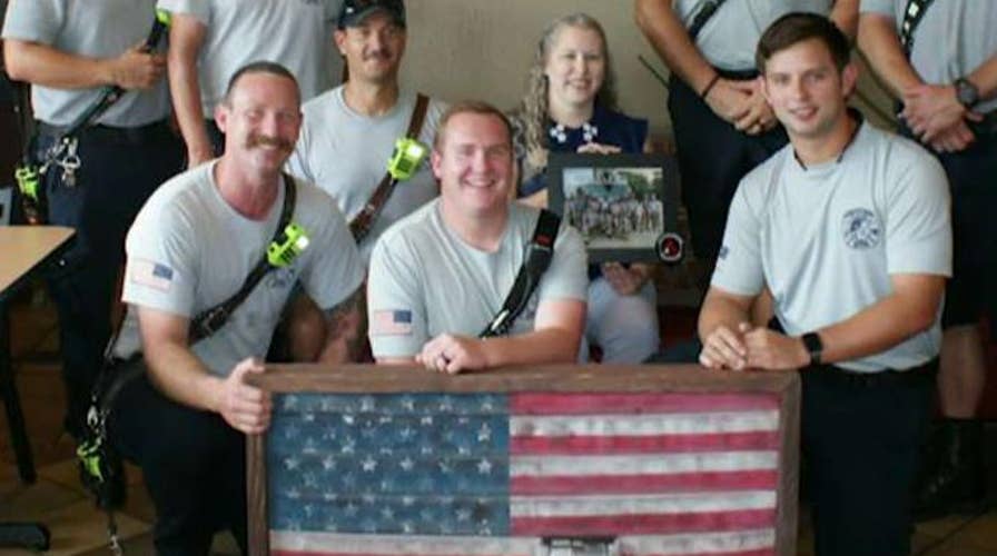 Firefighter turns old fire hoses into American flags