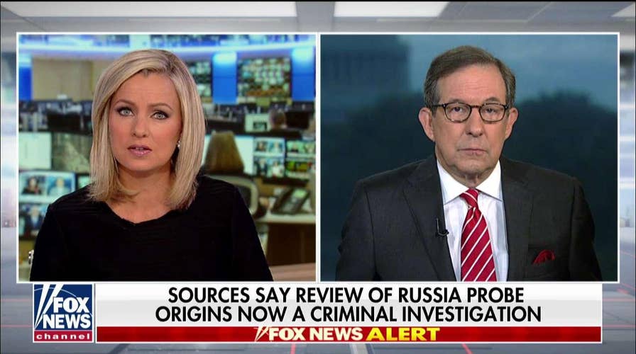 Chris Wallace reacts after the review of the Russia probe origins turns into a criminal investigation