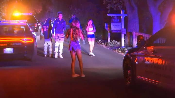 Heavy police presence at the scene of a reported shooting at a Halloween party in California
