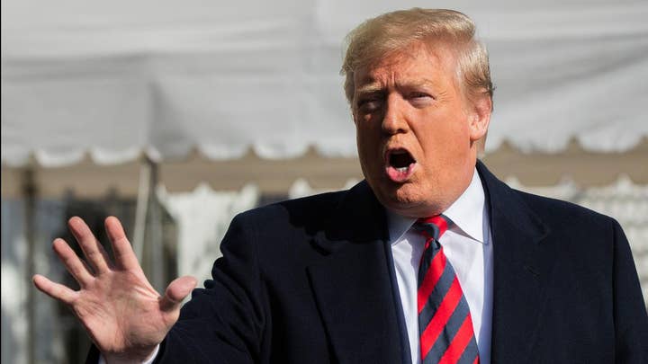 Trump addresses the media before departing for Alabama-LSU game