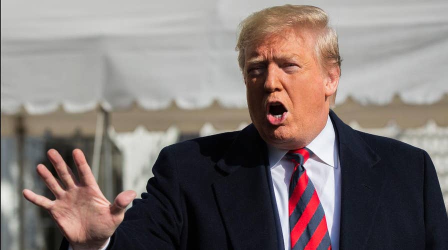 Trump addresses the media before departing for Alabama-LSU game