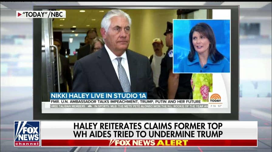 Kellyanne Conway reacts after Nikki Haley reiterates claims former top WH aides tried to undermine Trump