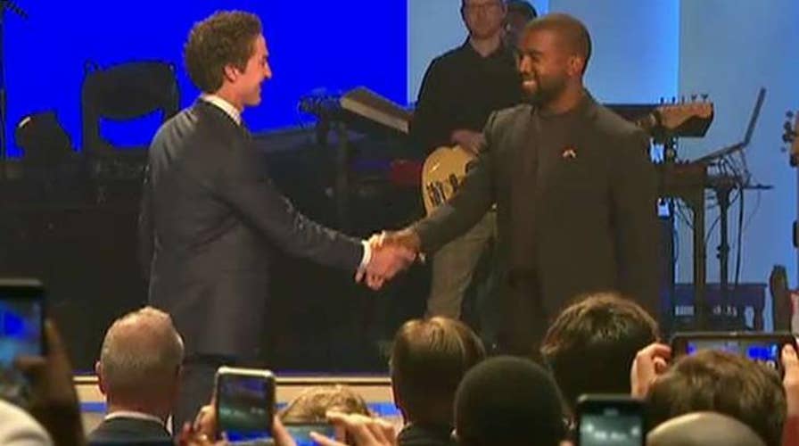 Kanye West takes the stage at Joel Osteen's church