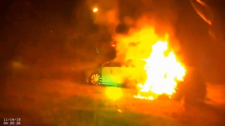 Police cut out Virginia woman from burning car before flames engulf the vehicle