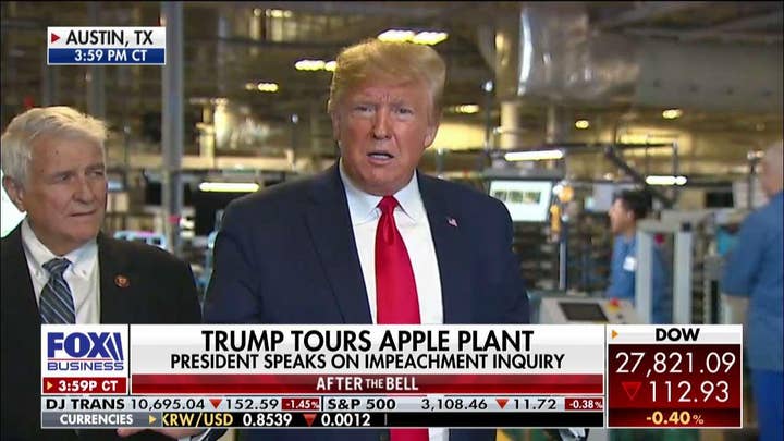 President Trump makes remarks about impeachment during Texas Apple facility visit