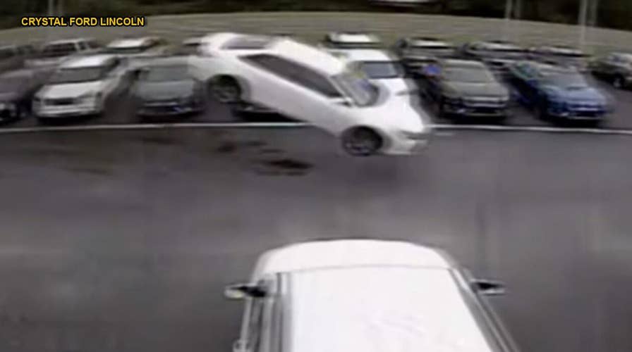 Watch: Toyota Camry launches 139 feet into the air, over two rows of vehicles before landing in parking lot