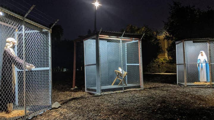 Nativity scene shows Jesus, Mary and Joseph as refugees separated in cages