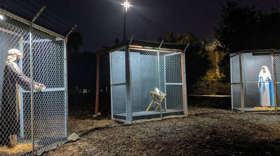 Nativity scene shows Jesus, Mary and Joseph as refugees separated in cages