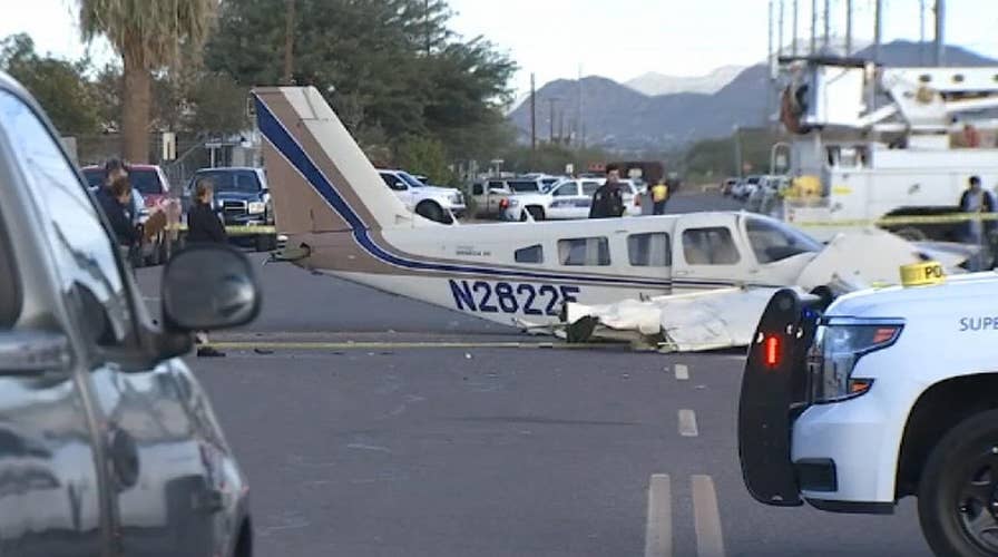 Small plane crash lands on busy street in Phoenix