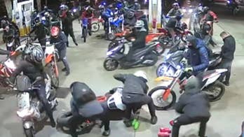 Men on motorbikes armed with knives and sword overrun and rob English gas station