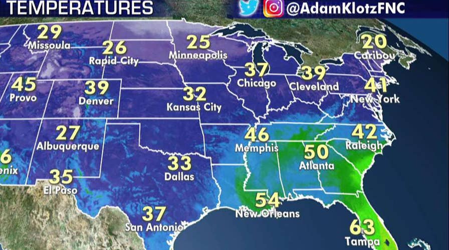 National forecast for Monday, December 23: Low pressure system brings rain to Southeast