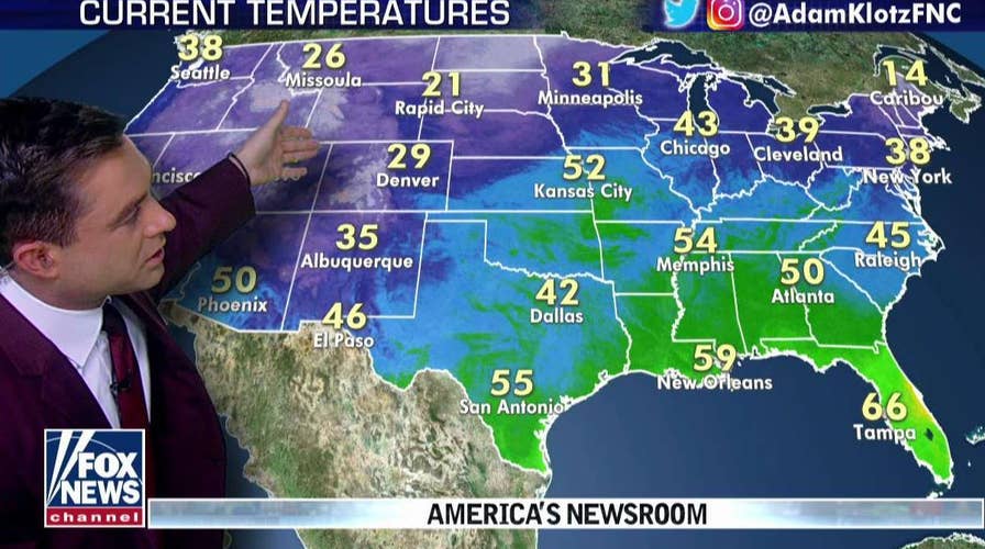 National forecast for Wednesday, December 25: Mild temperatures mean no White Christmas for most of US
