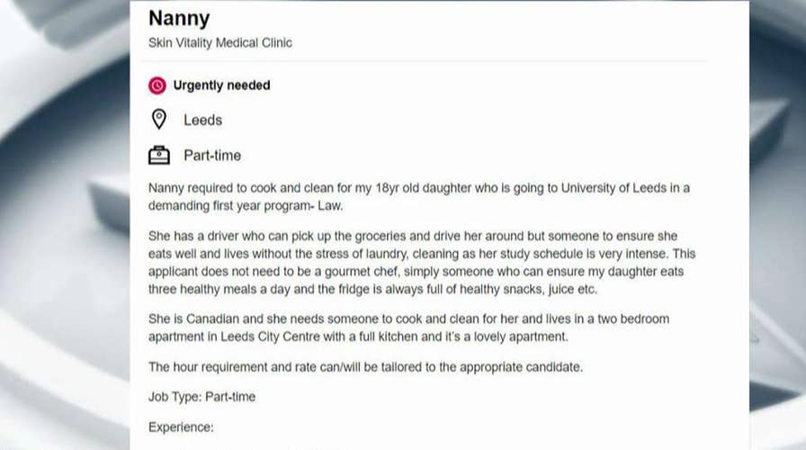 Ad seeking nanny for 18-year-old college student gets mocked