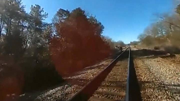 Warning, graphic content: Officer hit by train, lives