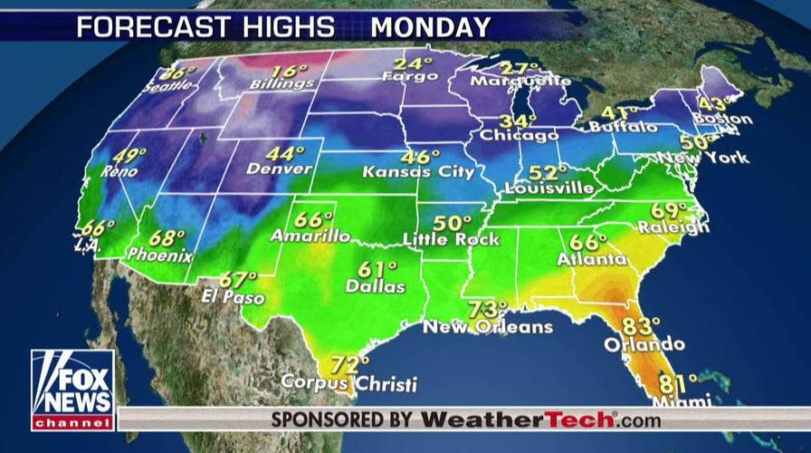 National forecast for Monday, January 13
