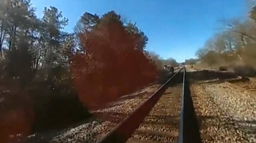 Warning, graphic content: Officer hit by train, lives